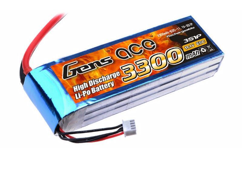  LiPo GensAce - 11.1 3300 60C (3S1P,  T-Plug)
